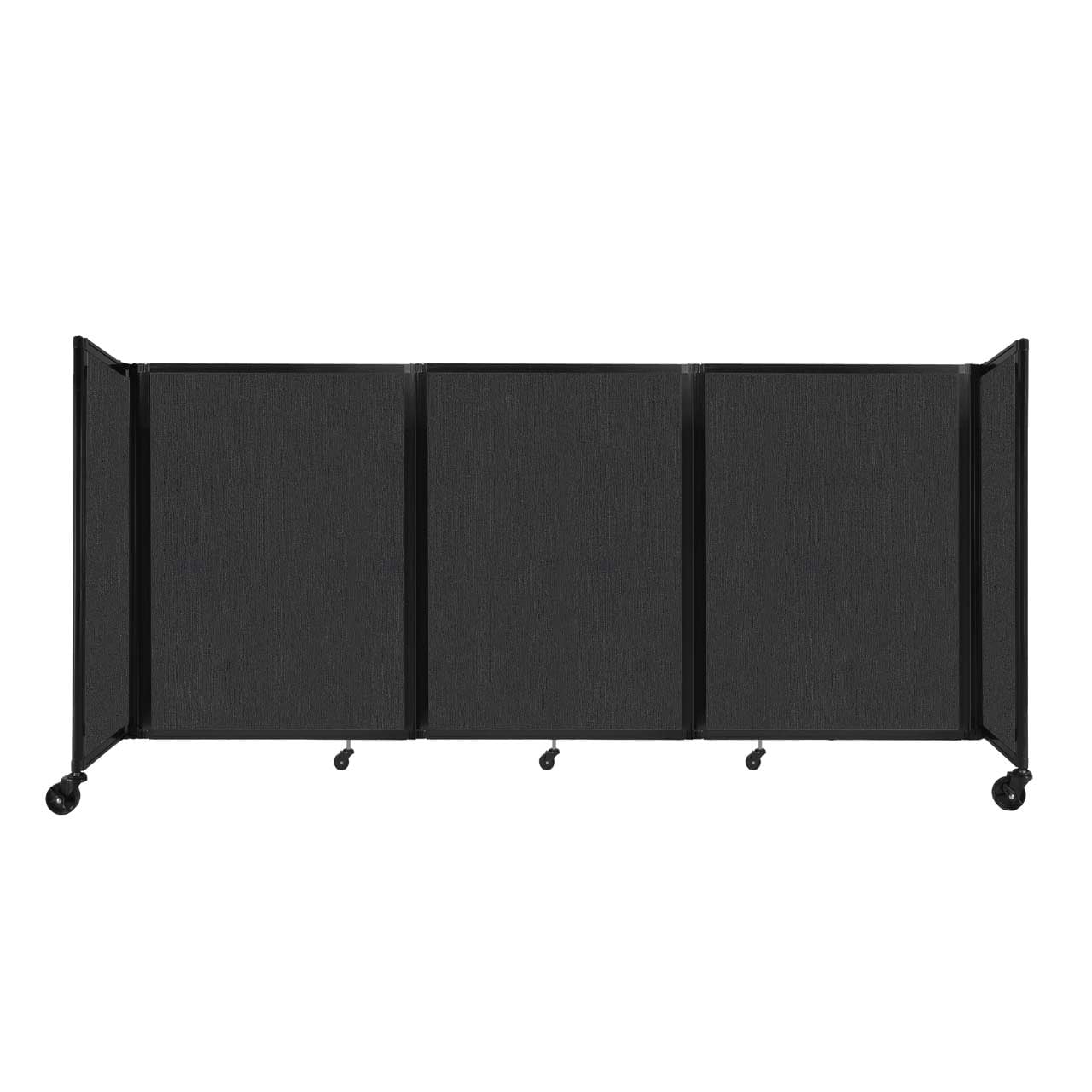 "Versare Room Divider 360 Portable Wall Partition 3 Panels Wide 8'6" x 4' Black Fabric