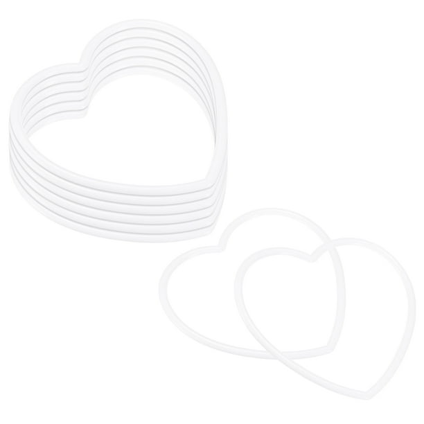 Uxcell Paquete de 8 Anillos Atrapasueños, 6.5 Pulgadas, Forma de Corazón de Plástico, Aro de Macramé para Decoraciones de Manualidades DIY en Blanco
