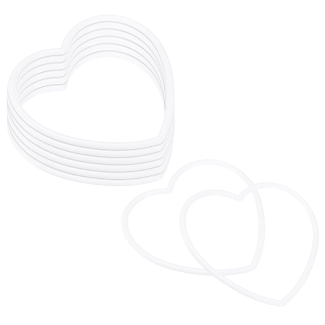 Uxcell Paquete de 8 Anillos Atrapasueños, 6.5 Pulgadas, Forma de Corazón de Plástico, Aro de Macramé para Decoraciones de Manualidades DIY en Blanco