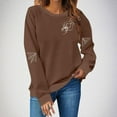 thumbnail image 2 of Feancey Sweatshirt for Women Oversized Halloween Graphic Sweatshirts Vintage Spider Web Print Long Sleeve Shirt Teen Girl Crewneck Pullovers Brown L, 2 of 5