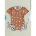 thumbnail image 2 of Coduop Infant Baby Girls Bodysuit Romper Coconut Tree Print Short Sleeve Bowknot Jumpsuits Summer, 2 of 8