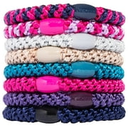 L. Erickson Grab & Go Ponytail Holders, Berry, Set of Eight - Exceptionally Secure with Gentle Hold