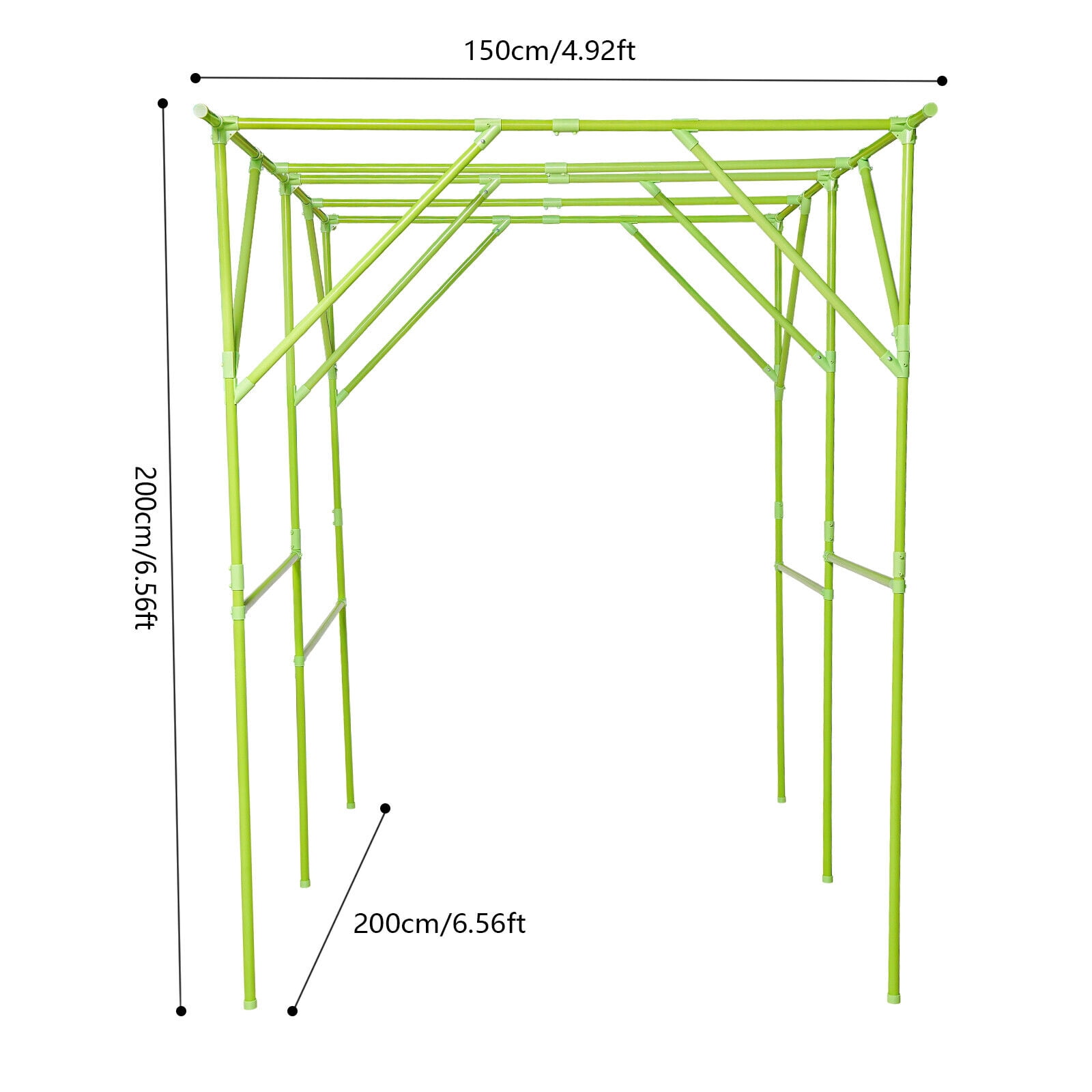 Green Garden Arch Trellis 6.56*4.92*6.56 ft Tall Garden Arch Trellis Metal Plant Support Trellis Archway Plant Climbing Pergola for Vegetables Plant Cucumber Trellis Decoration - Green