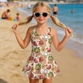thumbnail image 3 of Xixirimido Capybara Watermelon Floral Print Girls One Piece Swimsuits with Skirt Sleeveless Swim Dress Modest Skirted Swimwear with Built-in Shorts UPF 50+ Bathing Suit, 6-7 Years, 3 of 7
