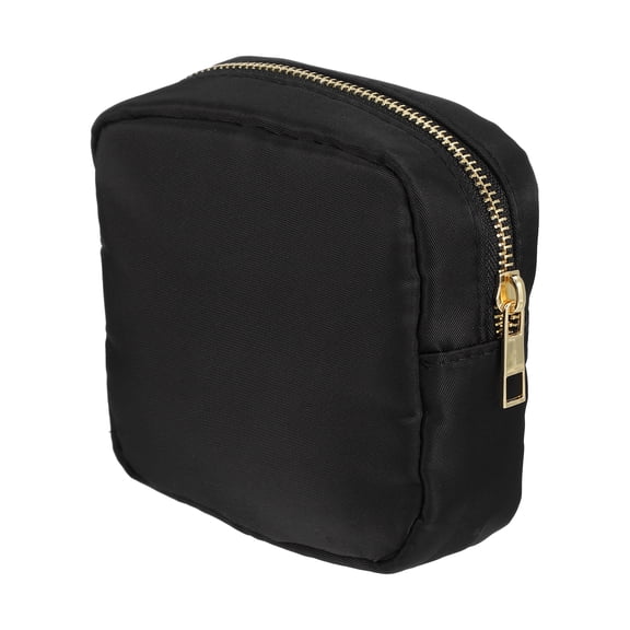 Unique Bargains Nylon Mini Makeup Bag Waterproof Storage Bag for Travel Coin Pouch Napkin Organizer Black