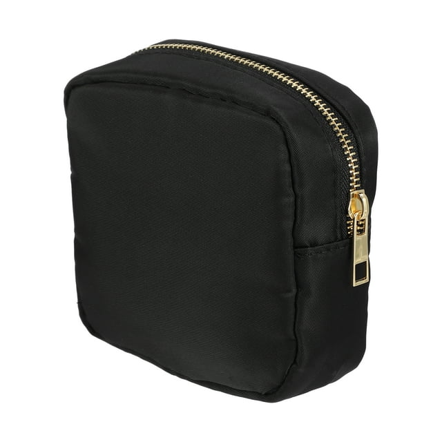 Bolsa de Maquillaje Mini de Nylon Impermeable Unique Bargains para Viaje, Monedero, Organizador de Servilletas Negro