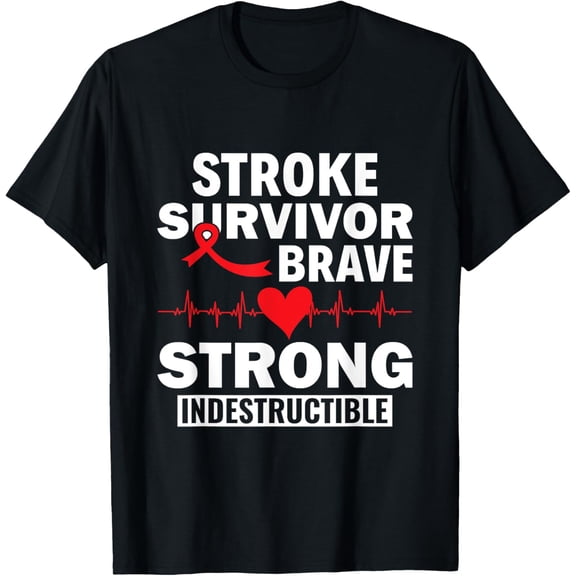 Stroke Survivor: Brave Strong Indestructible - Red Ribbon T-Shirt