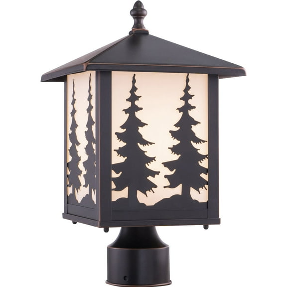 Vaxcel Yosemite 1L Bronze Rustic Outdoor Tree Post Light White Glass