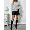 thumbnail image 4 of Women'S 3D Floral Appliques Crewneck Sweaters Long Sleeve Drop Shoulder Pullovers Elegant Knit Tops Grey S, 4 of 9