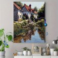 thumbnail image 4 of English Cottage Lakeside Oil Painting Canvas Print, Living Room Bedroom Kitchen Bathroom Decor, 4 of 8