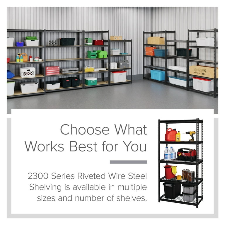 平棚 1200x300x275 Iron Horse 2300 Riveted Wire Deck Shelving 5-Shelf