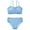 Blue, variant on Girl's Cute Two Piece Ribbed Swimsuit Adjustable Spaghetti Strap Wireless Bikini Set 8-13 Years