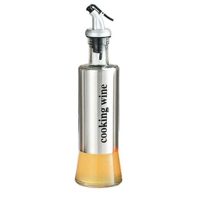 Botella dispensadora de aceite, vidrio de acero inoxidable, boquilla de aceite, para aceite de oliva/vinagre/salsa/aceite de sésamo, etc.
