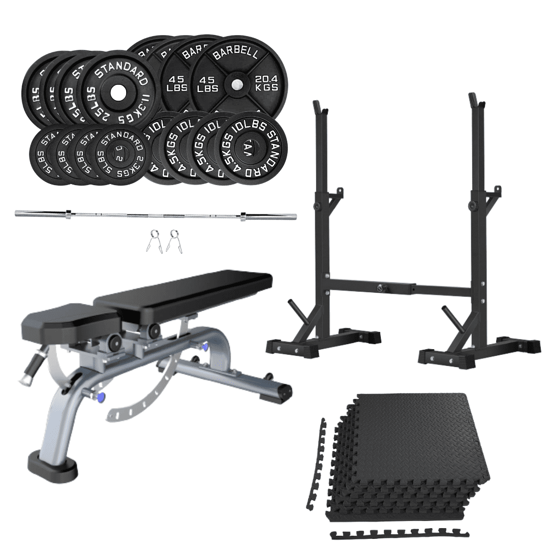 HAJEX Bench Press Stack with Squat Rack Weight Plates 340 LB and