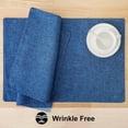 thumbnail image 5 of decorUhome Placemats Set of 8 - Cotton Linen Blend Washable Heat Resistant Dining Table Mats, Blue, 13" x 19", 5 of 8