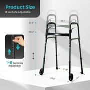 Naipo Compact Folding Walker for Seniors & Adults, Deluxe Lightweight Mobility Aids Walker with 5 Wheels and Trigger Release up to 300 lbs, Aluminium