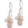 thumbnail image 2 of Sterling Silver Rose Quartz And Pink Fw Cultured Pearl Earrings (34 X 6) Made In Thailand qe2209, 2 of 5