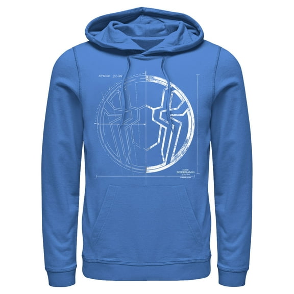 Men's Marvel Spider-Man: No Way Home Spider Icon Blueprint Pull Over Hoodie Royal Blue Small