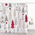 thumbnail image 6 of Christmas Trees Shower Curtain Red Grey XmasTree Merry Christmas Hallp New Year Bathroom Decorations, Cute White Waterproof Fabric Shower Curtain Sets with Hooks, 72x72, 6 of 6