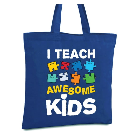 Awkward Styles I Teach Awesome Kids Tote Bag Autism Teacher Shopper Bag Gifts for Autism Teacher Special Education Support Awesome Teacher Reusable Canvas Bag Autism Awareness Gifts for Teacher