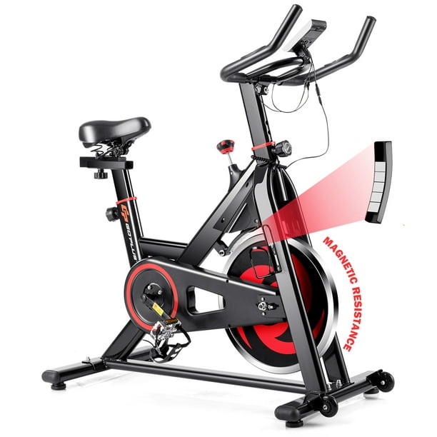 Goplus Stationnaire Exercice Magnétique Vélo 30Lbs Volant d'Inertie Gym Maison Cardio Entraînement