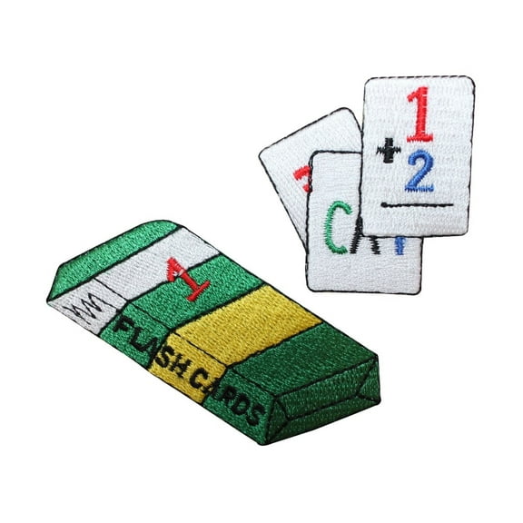 ID 0990AB Set of 2 School Flashcard Patches Learn Embroidered Iron On Applique