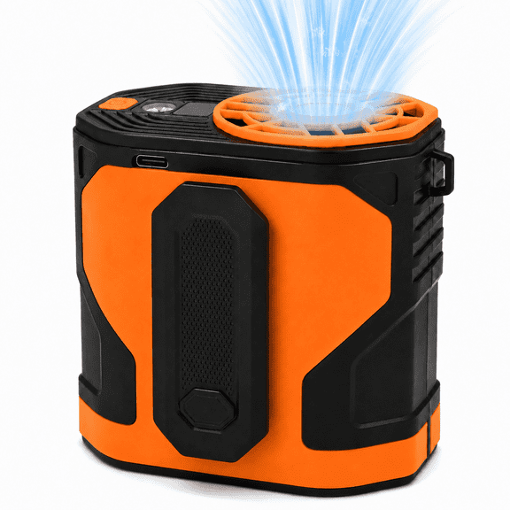 Sentryse Portable Waist Fan with Belt Clip, 4000mAh Battery and USB-C Charging, 100 Speeds, Hands-Free Cooling for Jobsite and Camping, Orange