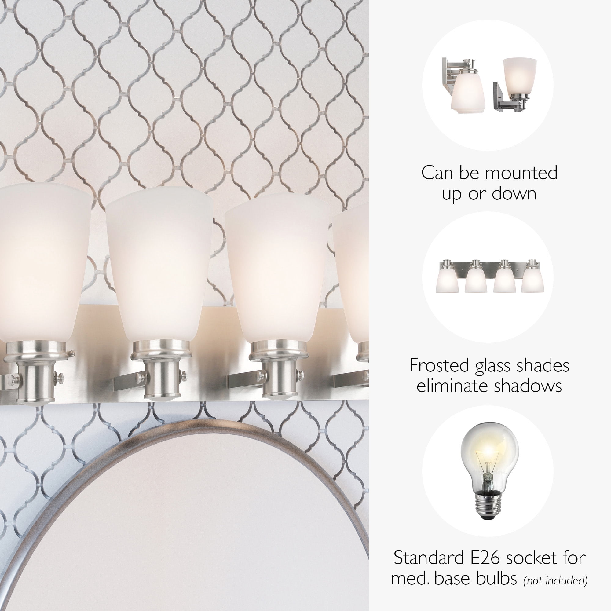 Marcell 4-Light Satin Nickel Vanity Light with Frosted Glass Shades