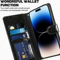 thumbnail image 2 of for iPhone 14 Pro Max Case Wallet, Card Holder Leather Luxury Cute Pattern Love Heart + Screen Protector, Card Slot iPhone 14 Pro Max Case, Shockproof Protection for Gilrs Women -Black, 2 of 6
