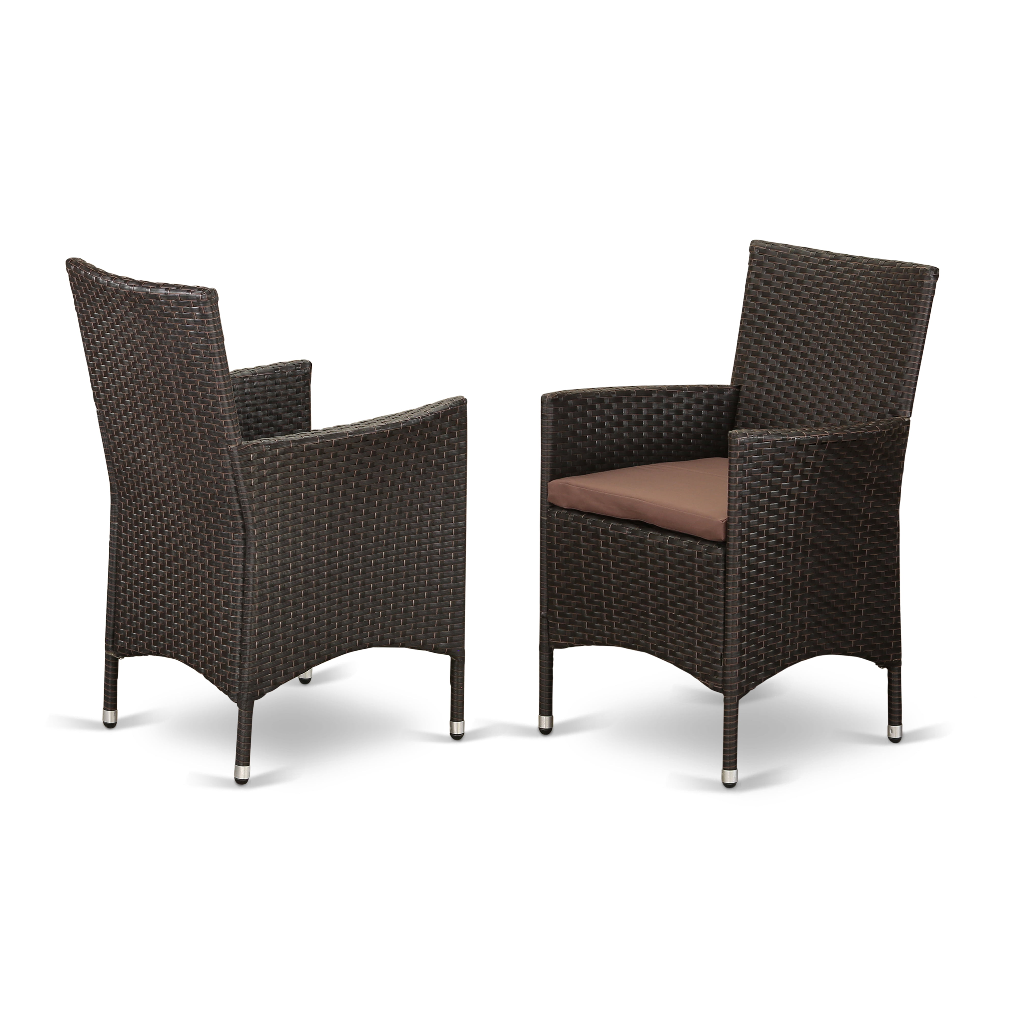 East West Furniture HVLC163S Outdoor Wicker Patio Chair in Dark Brown