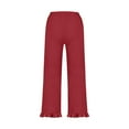 thumbnail image 5 of Plebaso Women's Summer Pants Elastic Waist Wide Leg Pants Womens Ruffle Hem Beach Trousers with Pockets, 5 of 6