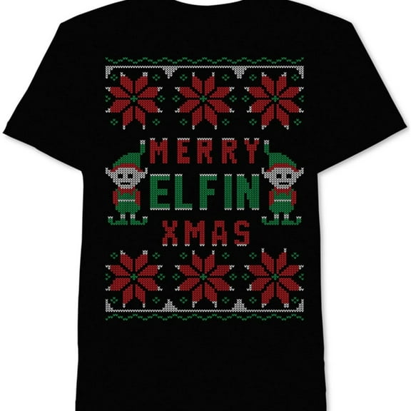 NEW Black Red Mens Size Small S Merry Xmas Graphic Print Tee Shirt