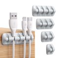 thumbnail image 1 of Organizadores de cables de escritorio grises (juego de 5) - Clips de silicona adhesivos fijos para cables, almacenamiento de cables para cargador, mouse, auriculares y teléfono., 1 of 5