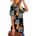 thumbnail image 5 of 2026 ! JINMGG 2026 Womens Plus Size Women's Summer Tunic Round Neck Floral Printed T-Shirts Casual Short Sleeve Blouse Pleated Tops with Ruffle Hem Blue XXXL, 5 of 8