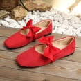 thumbnail image 5 of DIVVce Satin Bow Square Toe Ballet Flats For Women Closed Slip On Comfort Casual Dress Footwear, 5 of 8