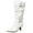 White, variant on Mid Calf Boots for Women Slouch Faux Leather Buckle Side Zip Chunky Heel Riding Booties Fall Winter