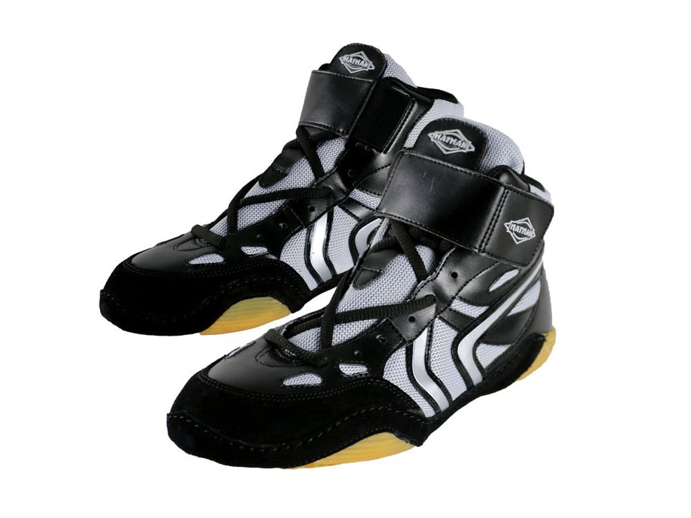 Split-Sole Design Black/Silver Matman SO40 Revenge Adult Wrestling Shoes 