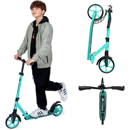 Outdoor Cruiser Kick Scooter for Ages 6+, for Kids, Teens, and Adults, Max Load 250 LBS, Foldable, 8-inch Big Wheels, Dual Suspension, 3 Adjustable Levels, Child Safety Approved, Yellow and Pink