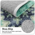 thumbnail image 3 of Boho Vintage Bathroom Runner Rug Green Non-Slip Soft Long Bathroom Rugs Machine Washable Oriental Persian Bath Mat Traditional Tribal Floral Floor Mats for Sink Shower Bathtub, 18x47 inch, 3 of 6