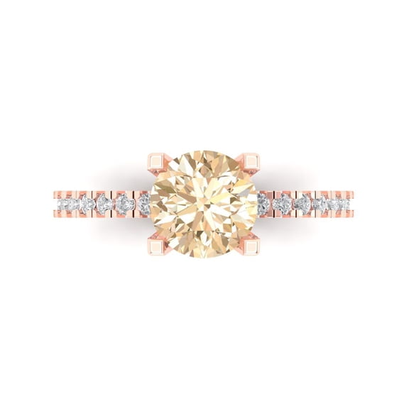 Solitaire with Accents Engagement Ring for Women - 1.71ct Natural Morganite in 14K Rose Gold Promise Ring