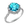 thumbnail image 5 of Aquamarine 2.25 ctw Ring with Diamonds 14K White Gold Flower Leaves Halo, 5 of 7