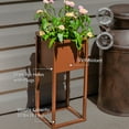 thumbnail image 5 of Sunnydaze Modern Simplicity 8.25" x 8.25" x 19.75" Square Brown Metal Outdoor Planter 2-Count, 5 of 14