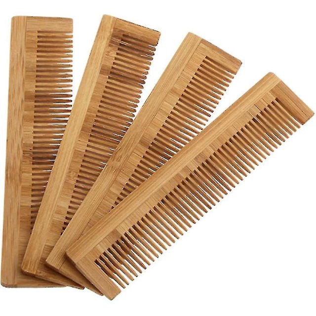 Wooden Comb Hair Comb Massage Comb Eco Friendly Zero Waste Bamboo Handmade Wood Hair Comb 5.35 ''/ 13.6cm For Women, Men And Girlswood Color4pcs