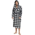 thumbnail image 6 of U2SKIIN Mens Fleece Robe with Hood, Soft Bathrobe Plush Robes for Men（Buffalo Plaid-White，Large-X-Large）, 6 of 6