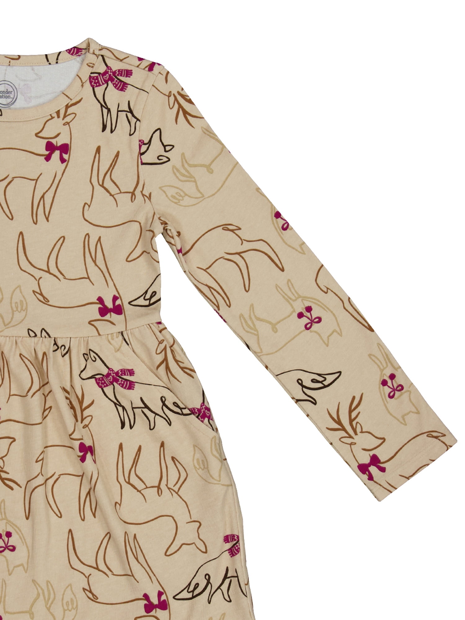 Wonder Nation Girls Long Sleeve Play Dress, Sizes 4-18 & Plus