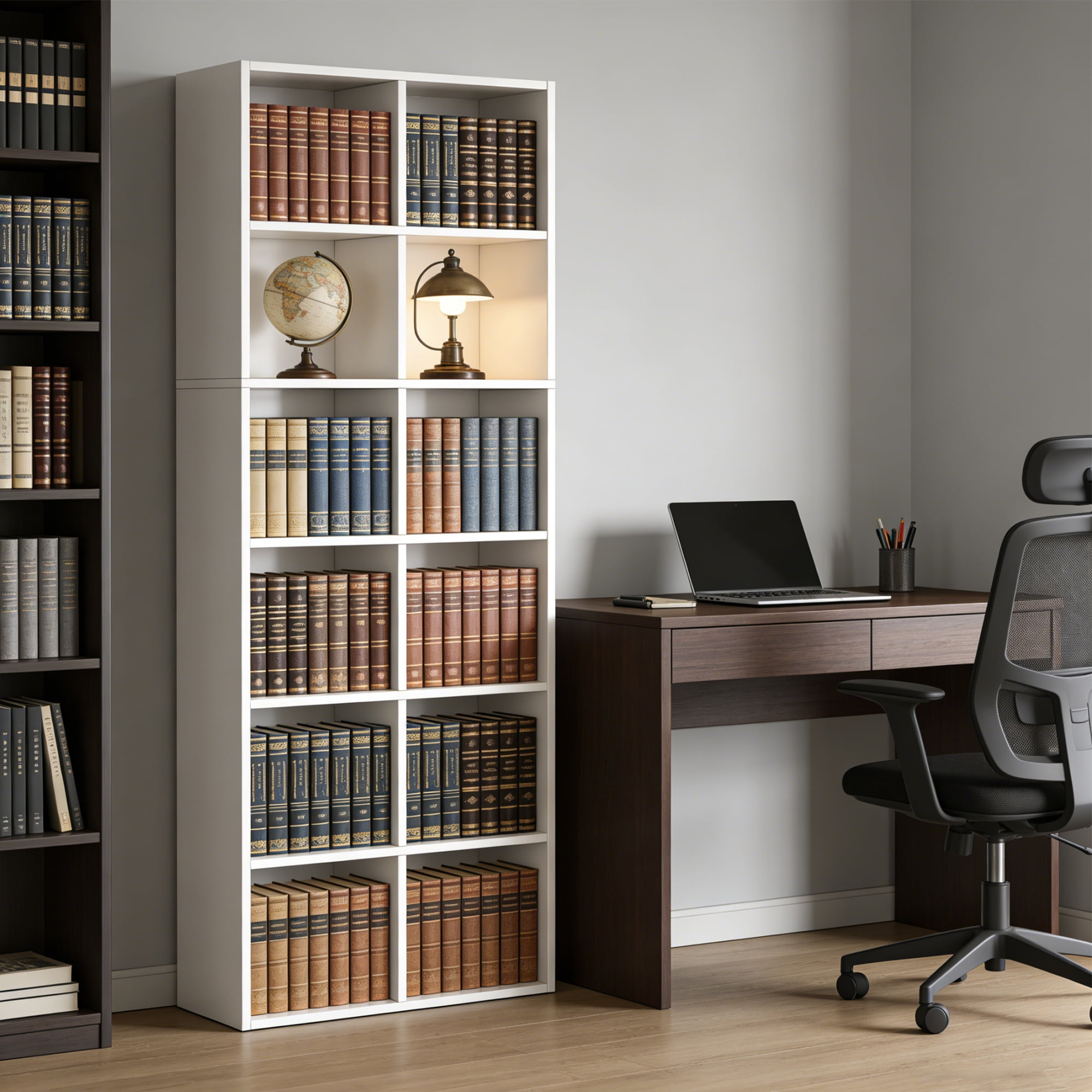 KIOOTTO 12-Cube Storage Organizer, 72" Tall Modern Bookcase and Display Shelf, Vertical or Horizontal Placement for Home Office & Living Room, White