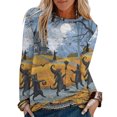thumbnail image 2 of Camiseta de moda Sexy informal de Halloween para mujer, camiseta estampada de manga larga con cuello redondo y fruncido, blusa, Tops Pompotops FGAJ8124, 2 of 5