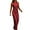 Wine, variant on Danhjin Sexy Jumpsuits for Women Elegant Clubwear Deep Cerw Neck Wide Leg Pants Long Sleeve Rompers Sparkly Jumpsuits with Belt on