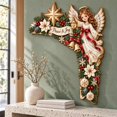 Coner Angel Praying Angel Wooden Door Corner Sign Peace and Joy Christmas Decor for ...