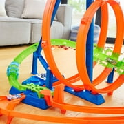 Hot Wheels Track Set w/ 5 Crash Zones, Motorized Booster, 1 Car, 2 Loops